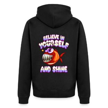 Soyez vous-même ! Confiance en soi, pensée positive, motivation - Veste à capuche bio Premium Unisexe - noir - Dos - Nico (187cm)