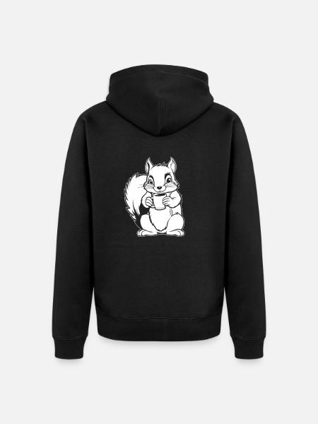Eichhörnchen Kaffee - Unisex Premium Bio Zip Hoodie - Schwarz