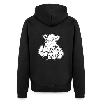 Pig Pig Farmer Coffee - Unisex Premium Organic Zip Hoodie - black - Back - Nico (187cm)
