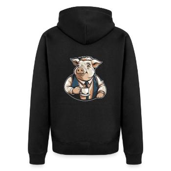 Pig Pig Farmer Coffee - Unisex Premium Organic Zip Hoodie - black - Back - Nico (187cm)