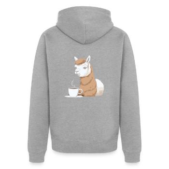 Alpaca Coffee - Unisex Premium Organic Zip Hoodie - heather grey - Back - Nico (187cm)