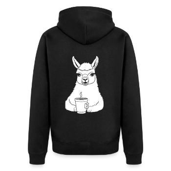 Alpaca Coffee - Unisex Premium Organic Zip Hoodie - black - Back - Nico (187cm)
