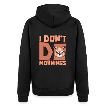 Roter Panda Lustig I Dont Do Mornings - Unisex Premium Bio Zip Hoodie - Schwarz - Hinten - Nico (187cm)