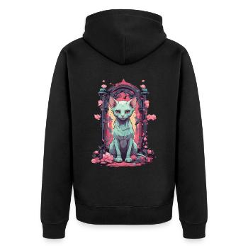 Goth Pastel Sphynx chat mystique et mignon - Veste à capuche bio Premium Unisexe - noir - Dos - Nico (187cm)