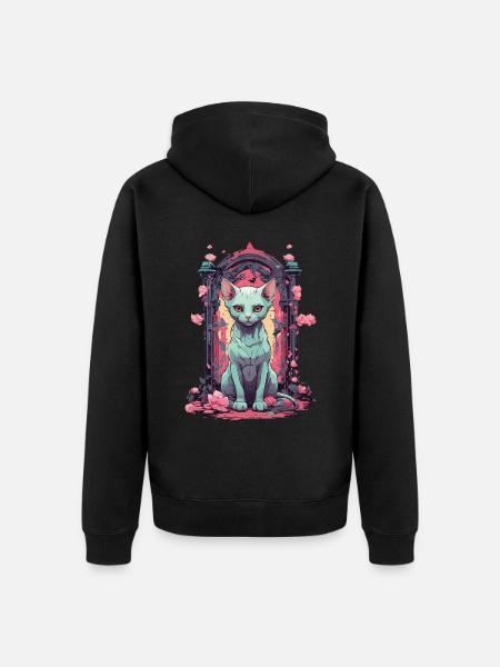 Goth Pastel Sphynx Katze Mystisch und Niedlich - Unisex Premium Bio Zip Hoodie - Schwarz