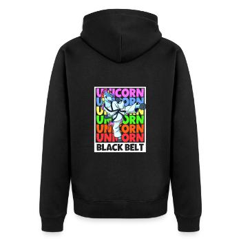 Unicorn - Tang so do Black Belt - Unisex Premium Organic Zip Hoodie - black - Back - Nico (187cm)