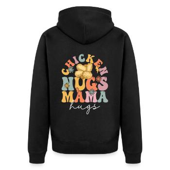 Croquettes de poulet Groovy Maman au poulet - Veste à capuche bio Premium Unisexe - noir - Dos - Nico (187cm)