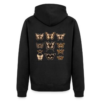 Vintage Butterflies Collection Monarch Cottagecore - Unisex Premium Bio Zip Hoodie - Schwarz - Hinten - Nico (187cm)