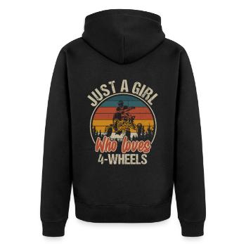 Quadgirl ATV 4 Wheeler Off Roading Lover - Unisex Premium Bio Zip Hoodie - Schwarz - Hinten - Nico (187cm)