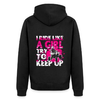 Quadgirl ATV 4 Wheeler Off Roading Lover - Unisex Premium Bio Zip Hoodie - Schwarz - Hinten - Nico (187cm)