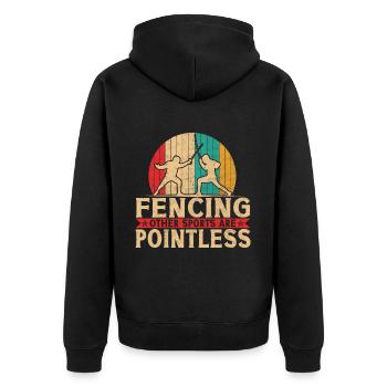 Fechtsport Fechter Säbelfechter - Unisex Premium Bio Zip Hoodie - Schwarz - Hinten - Nico (187cm)