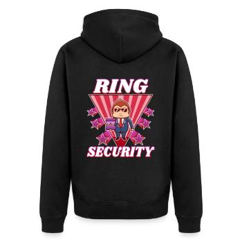 Ring Security Wedding - Unisex Premium Bio Zip Hoodie - Schwarz - Hinten - Nico (187cm)