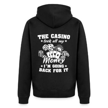 Casino Casinospieler - Unisex Premium Bio Zip Hoodie - Schwarz - Hinten - Nico (187cm)
