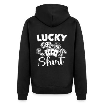 Casino Casinospieler - Unisex Premium Bio Zip Hoodie - Schwarz - Hinten - Nico (187cm)
