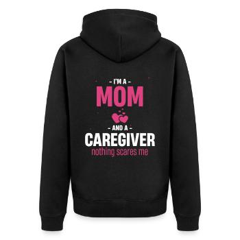 Ich Bin Eine Mutter Und Eine Fürsorgerin, Nichts - Unisex Premium Bio Zip Hoodie - Schwarz - Hinten - Nico (187cm)