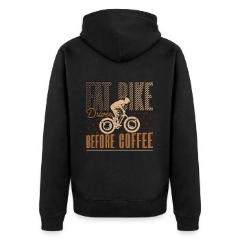 Conducteur de fat bike avant l’amateur de café à deux roues - Veste à capuche bio Premium Unisexe - noir - Dos - Nico (187cm)