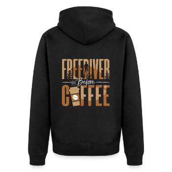 Freediving Freediver Before Coffee Diving Lover - Unisex Premium Bio Zip Hoodie - Schwarz - Hinten - Nico (187cm)