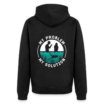 Freediving My Problem My Pictogram Mom Dad Diving - Unisex Premium Bio Zip Hoodie - Schwarz - Hinten - Nico (187cm)