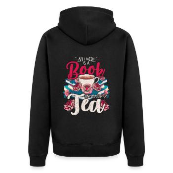 Reading Books and Tea Book Lovers - Unisex Premium Organic Zip Hoodie - black - Back - Nico (187cm)