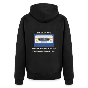 Retro -sarkastisches Alter Spruch - Unisex Premium Bio Zip Hoodie - Schwarz - Hinten - Nico (187cm)