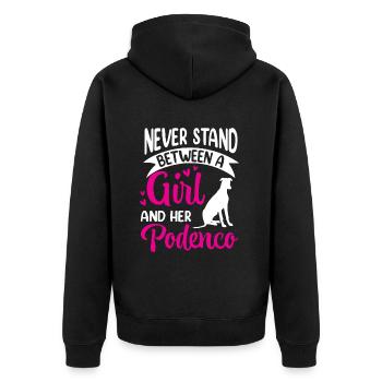 Fille et son lévrier espagnol Podenco - Veste à capuche bio Premium Unisexe - noir - Dos - Nico (187cm)
