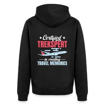 Trekspert certifié dans la création de souvenirs de voyage - Veste à capuche bio Premium Unisexe - noir - Dos - Nico (187cm)