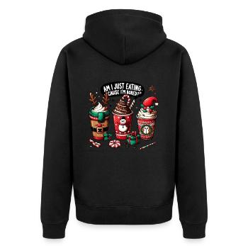 I'm bored eating - Funny Women's Christmas Coffee - Unisex Premium Bio Zip Hoodie - Schwarz - Hinten - Nico (187cm)
