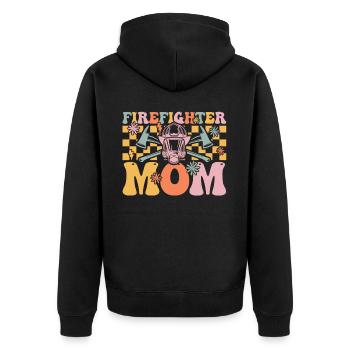 Groovy Brandbekämpfung - Unisex Premium Bio Zip Hoodie - Schwarz - Hinten - Nico (187cm)