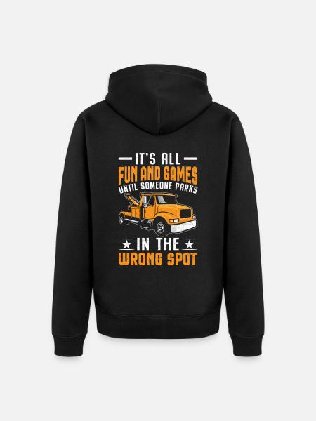 Lustiger Abschleppwagenfahrer - Unisex Premium Bio Zip Hoodie - Schwarz