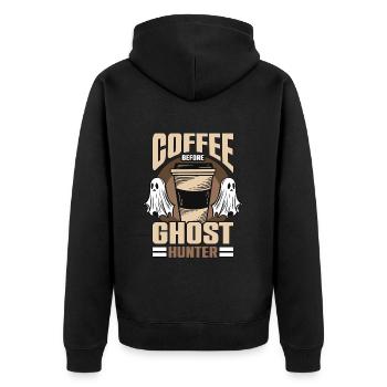 Ghost Hunter Coffee Before Haunted Coffee Lover - Unisex Premium Organic Zip Hoodie - black - Back - Nico (187cm)