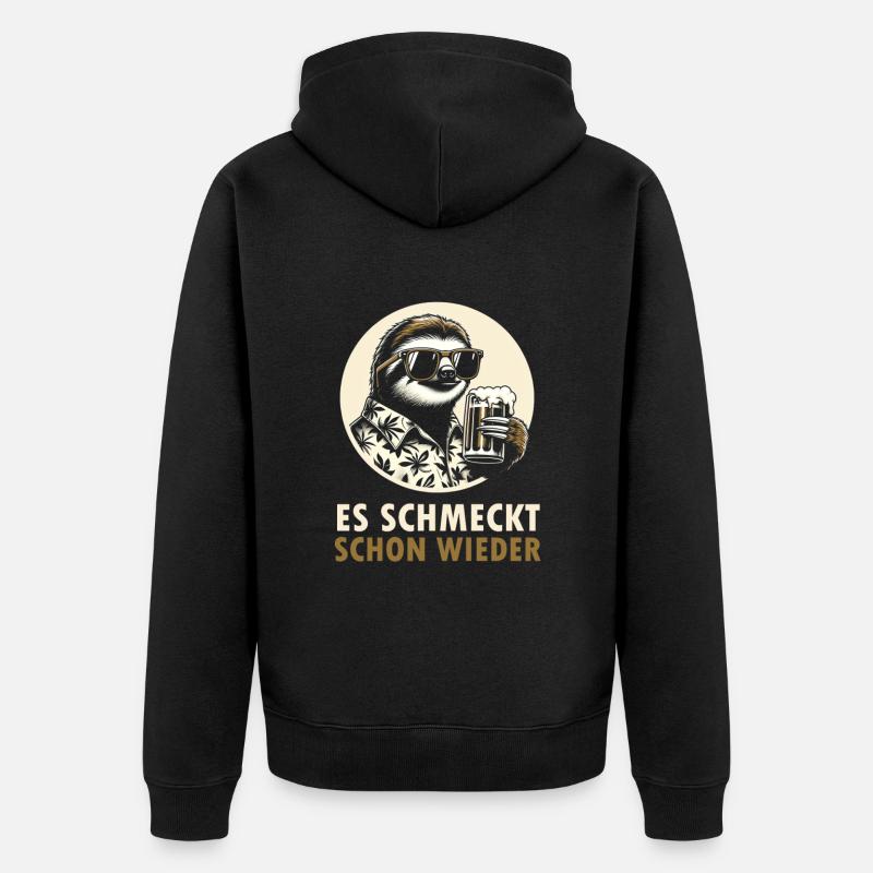 Faultier Bier - Unisex Premium Bio Zip Hoodie - Schwarz