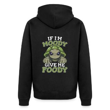 Tortue Drôle Si Je Suis De Mauvaise Humeur Donnez-Moi Gourmand - Veste à capuche bio Premium Unisexe - noir - Dos - Nico (187cm)