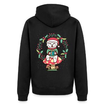 Bichon Frisé Dog Curly Bichon On Mushroom - Unisex Premium Organic Zip Hoodie - black - Back - Nico (187cm)