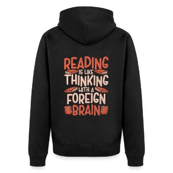 Reading Books Book Lovers - Unisex Premium Organic Zip Hoodie - black - Back - Nico (187cm)