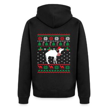 Weihnachtskamel Mit Weihnachtsmütze Wüstentier - Unisex Premium Bio Zip Hoodie - Schwarz - Hinten - Nico (187cm)