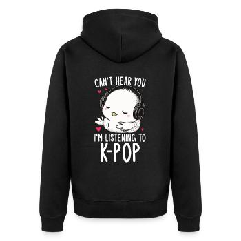Can't Hear You I'm Listening Kpop Duck K-pop - Unisex Premium Bio Zip Hoodie - Schwarz - Hinten - Nico (187cm)