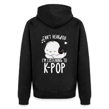 Can't Hear You I'm Listening Kpop Duck K-pop - Unisex Premium Bio Zip Hoodie - Schwarz - Hinten - Nico (187cm)