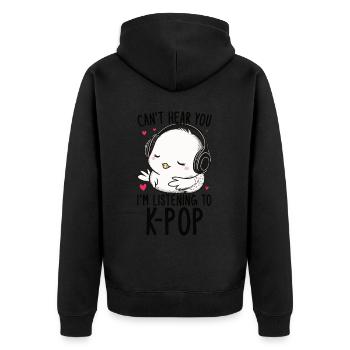 Can't Hear You I'm Listening Kpop Duck K-pop - Unisex Premium Bio Zip Hoodie - Schwarz - Hinten - Nico (187cm)