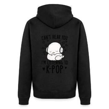 Can't Hear You I'm Listening Kpop Duck K-pop - Unisex Premium Bio Zip Hoodie - Schwarz - Hinten - Nico (187cm)