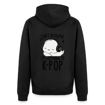 Can't Hear You I'm Listening Kpop Duck K-pop - Unisex Premium Bio Zip Hoodie - Schwarz - Hinten - Nico (187cm)