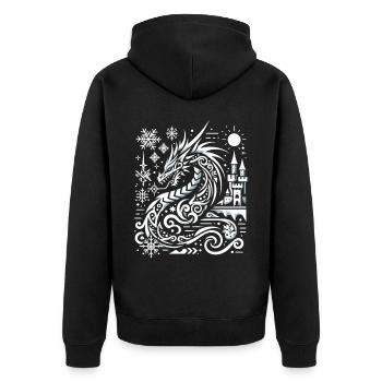 Dragon de glace dans la lueur de la neige - Veste à capuche bio Premium Unisexe - noir - Dos - Nico (187cm)