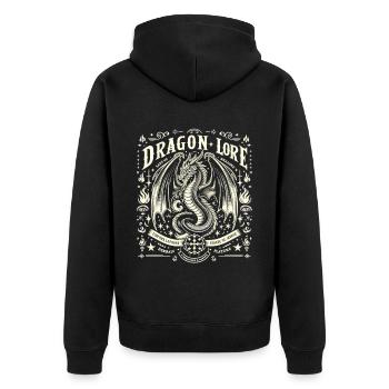 Mythischer Feuerdrache - Unisex Premium Bio Zip Hoodie - Schwarz - Hinten - Nico (187cm)