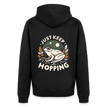 Klassischer Naturfrosch - Unisex Premium Bio Zip Hoodie - Schwarz - Hinten - Nico (187cm)