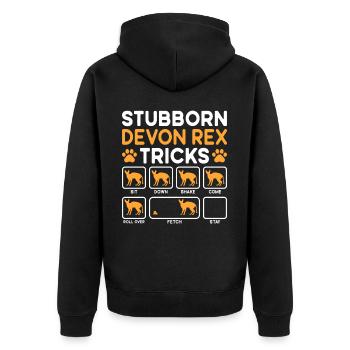 Stubborn Tricks Devon Rex Cat - Unisex Premium Bio Zip Hoodie - Schwarz - Hinten - Nico (187cm)