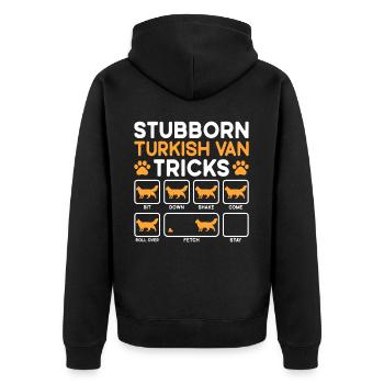 Stubborn Tricks Turkish Van Cat - Unisex Premium Bio Zip Hoodie - Schwarz - Hinten - Nico (187cm)