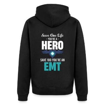 Sauvez une vie, vous êtes un héros. Économisez 100, vous - Veste à capuche bio Premium Unisexe - noir - Dos - Nico (187cm)