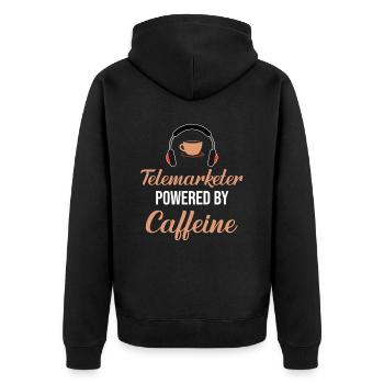 Telemarketer Mit Caffeine-callcenter-service - Unisex Premium Bio Zip Hoodie - Schwarz - Hinten - Nico (187cm)