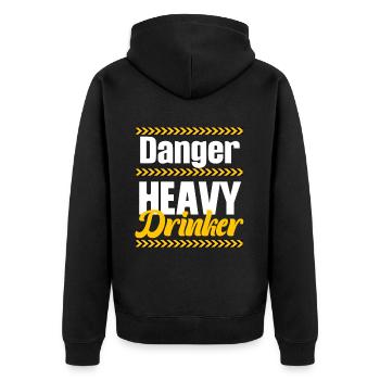 Gefahr Starke Trinker Lustige Brauerei Wodka - Unisex Premium Bio Zip Hoodie - Schwarz - Hinten - Nico (187cm)