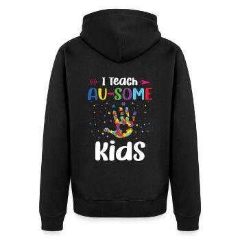 Ich Unterrichte Au-some Kinder, Sonderpädagogen, - Unisex Premium Bio Zip Hoodie - Schwarz - Hinten - Nico (187cm)