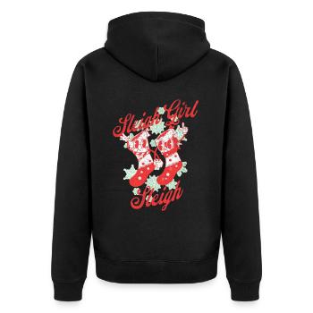 Sleigh Girl Sleigh Funny Ugly Christmas für Frauen - Unisex Premium Bio Zip Hoodie - Schwarz - Hinten - Nico (187cm)